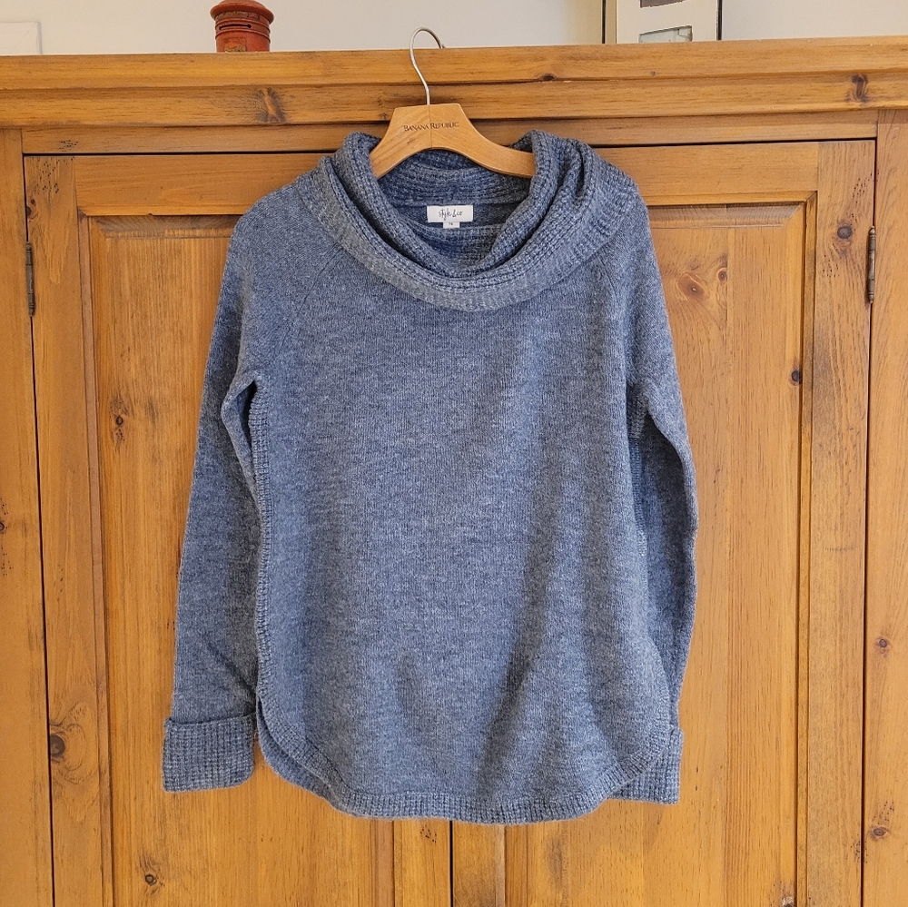 Blue Cowl Neck Sweater